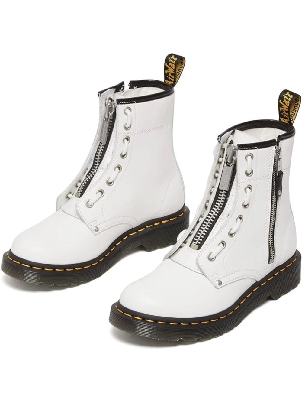 DR MARTENS WOMENS 1460 TWIN ZIP FASHION BOOTS WHITE NWB